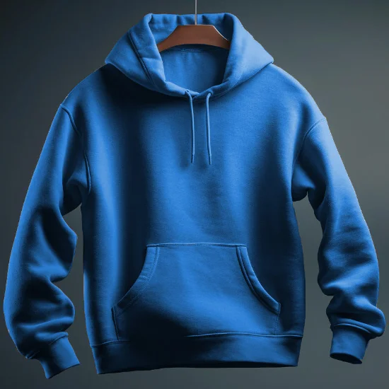 Hoodie bleu avec capuche et poches